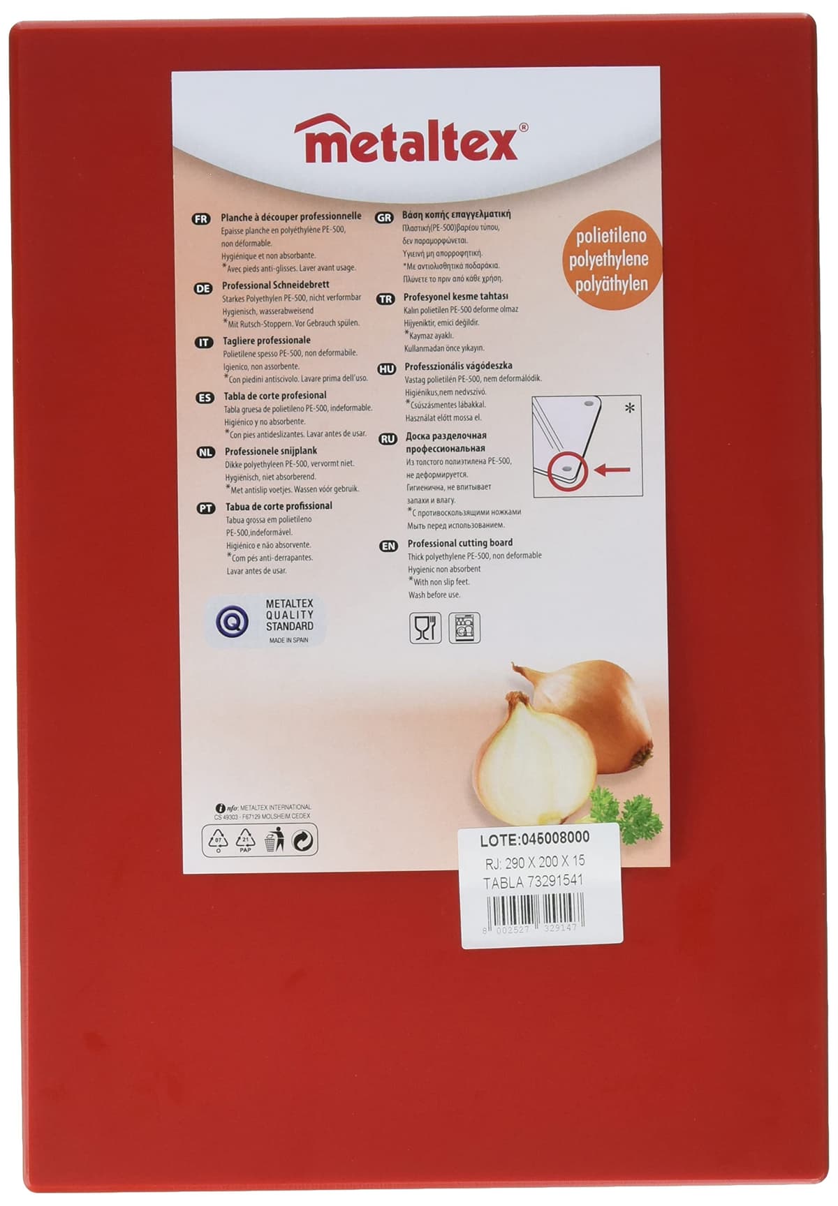 Metaltex - Tabla Profesional de Cocina Corte, Polietileno, color Blanco, 29 x 20 x 1,5 cm — view 29