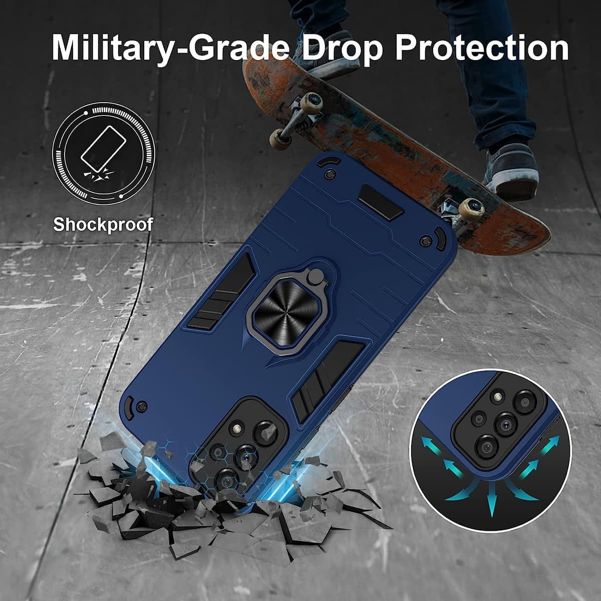 Funda para CMF Phone 2 Pro, Carcasa Antigolpes con Soporte anular metálico, Case Protectora de Grado Militar, Negro — view 224