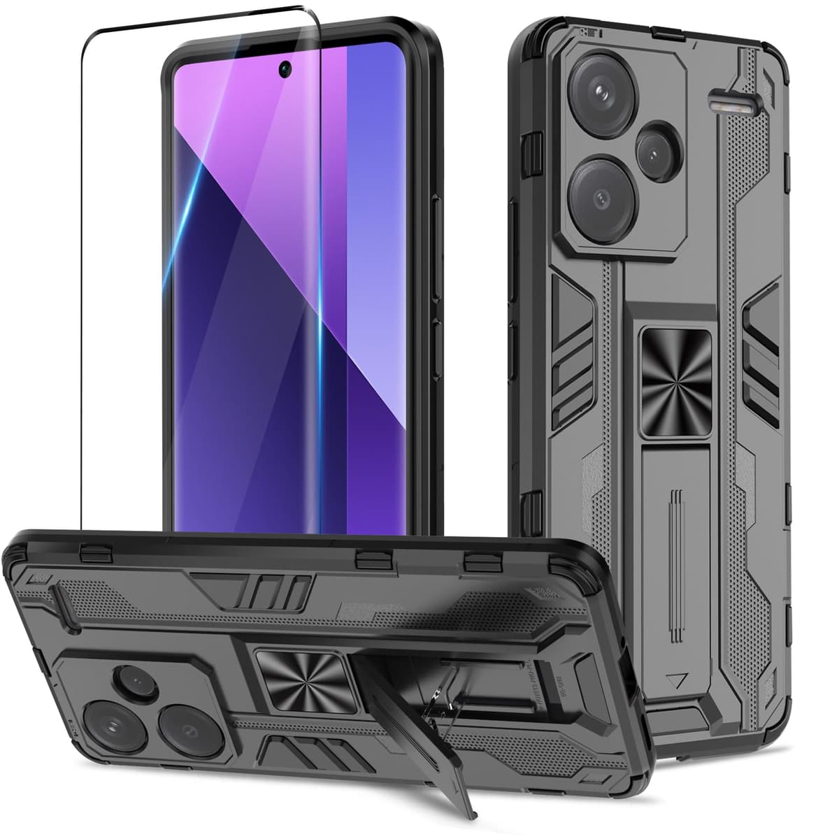 Funda para CMF Phone 2 Pro, Carcasa Antigolpes con Soporte anular metálico, Case Protectora de Grado Militar, Negro — view 1103