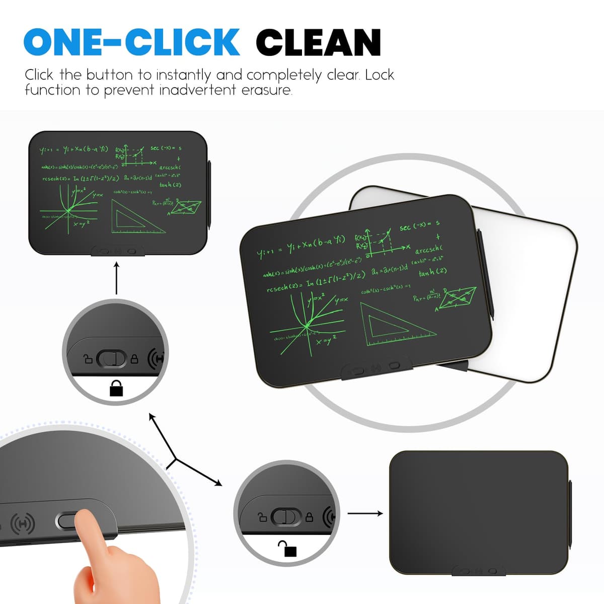 Tableta de escritura LCD transparente de 21 pulgadas, tablero de dibujo inteligente grande recargable para escribir a mano, tablero electrónico de garabatos para adultos — view 4