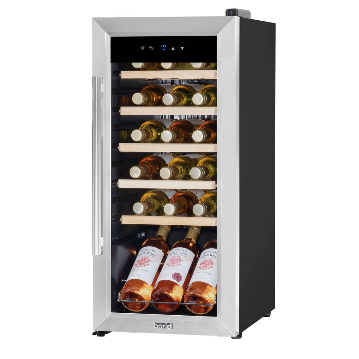 Dellonda Baridi 18 Bottle Wine Cooler Fridge with Digital Touch Screen Controls & LED Light, Stainless Steel - DH29 — view 4