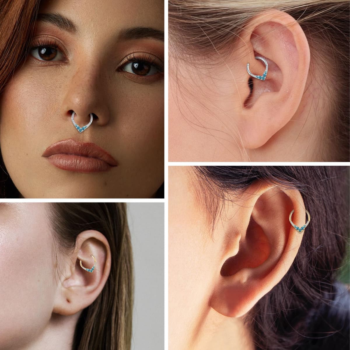 hengkaixuan Teardrop Daith Earrings Septum Jewellery Nose Hoop Ring Surgical Steel Daith Rook Tragus Piercing Jewellery Septum Clicker Ring Small Hoop Earring — view 4