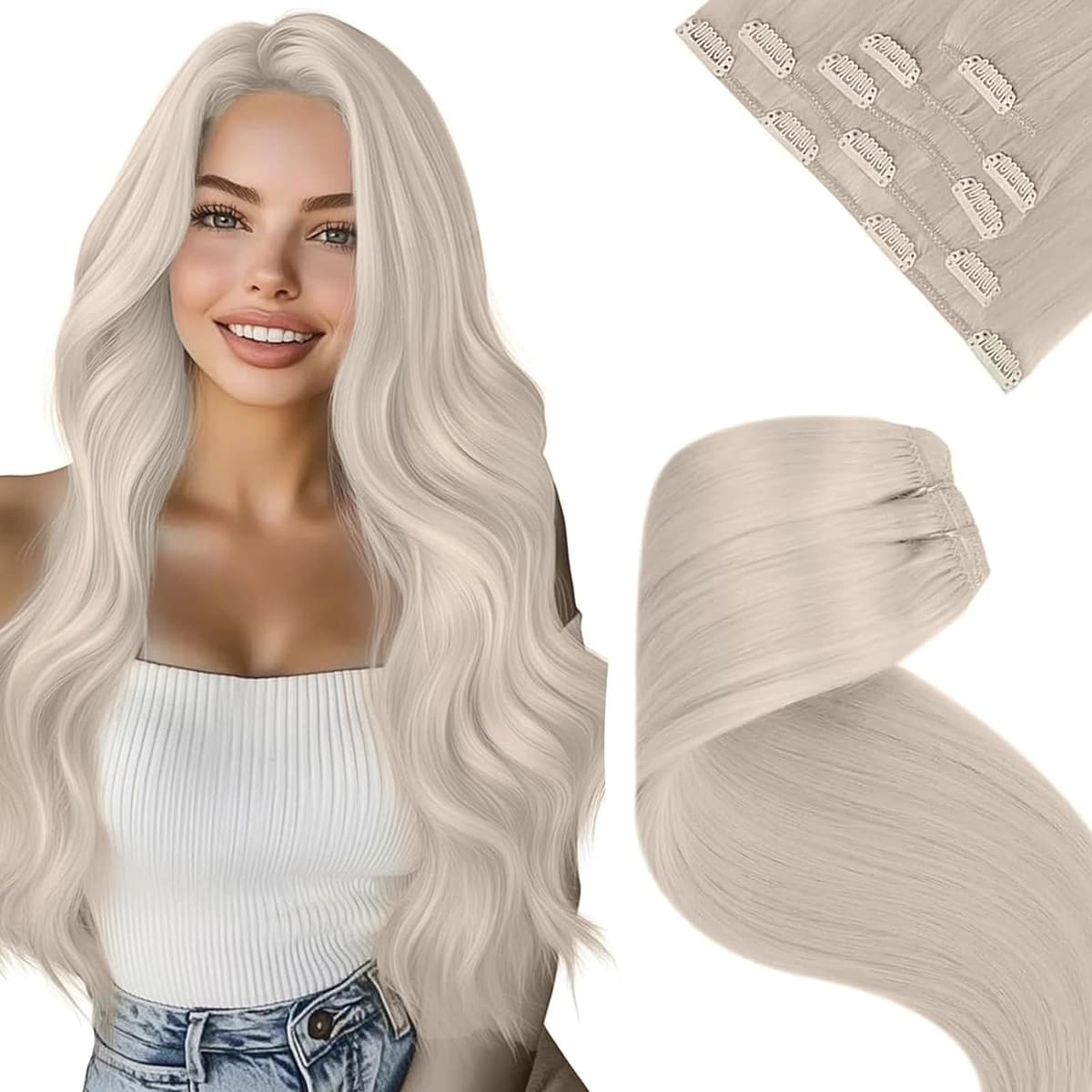 LaaVoo Hair Extensions Clip in Real Human Hair Brown Clip in Hair Extensions Dark Brown Remy Straight Hair Full Head Double Weft 80g 5pcs 14 Inch #4 — view 92