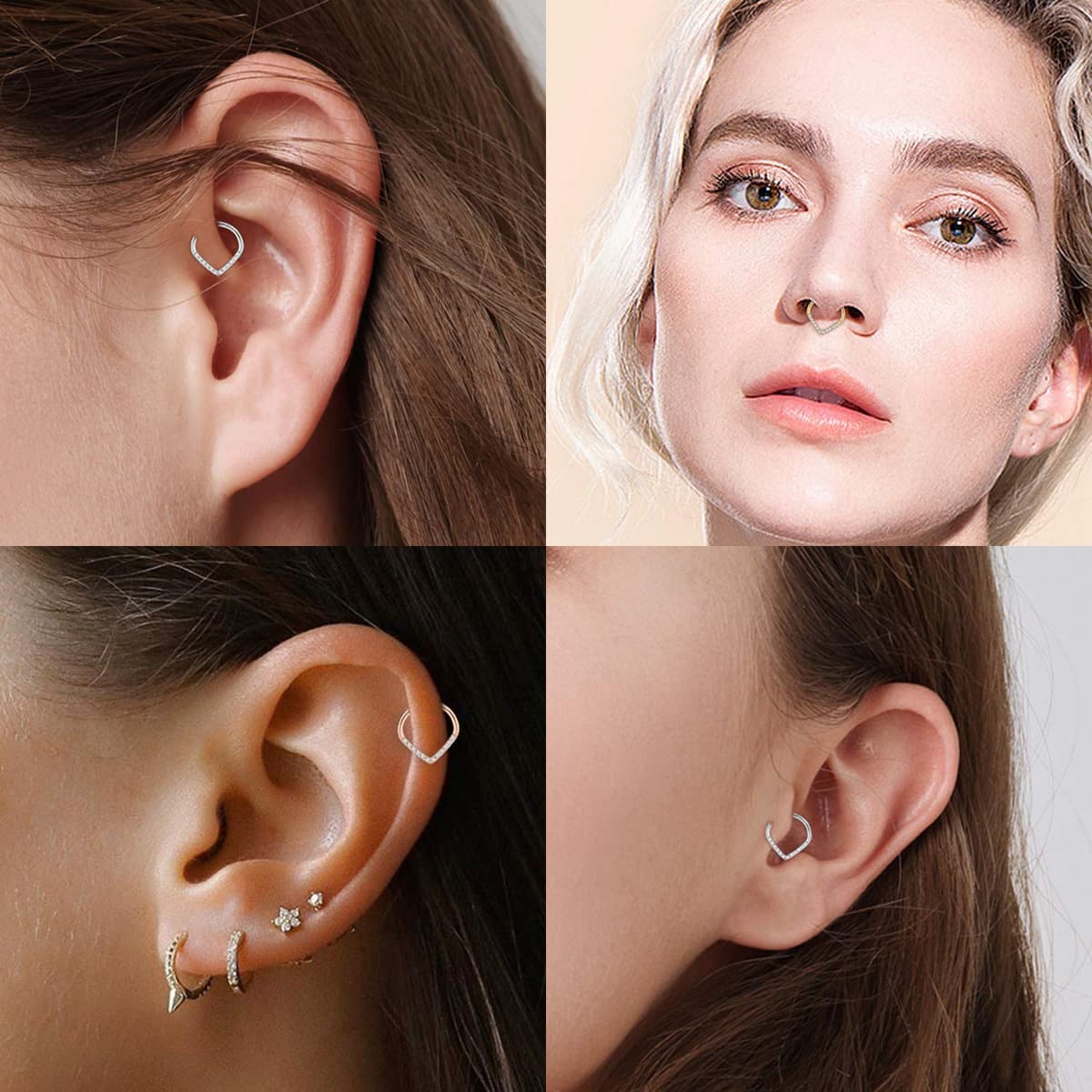 AROWRO 16G Septum & Daith Jewellery - 316L Surgical Steel Septum Rings, Daith Earrings, Nose Rings, Clicker, Rook, Helix, Lobe, Cartilage Piercing Jewellery — view 5