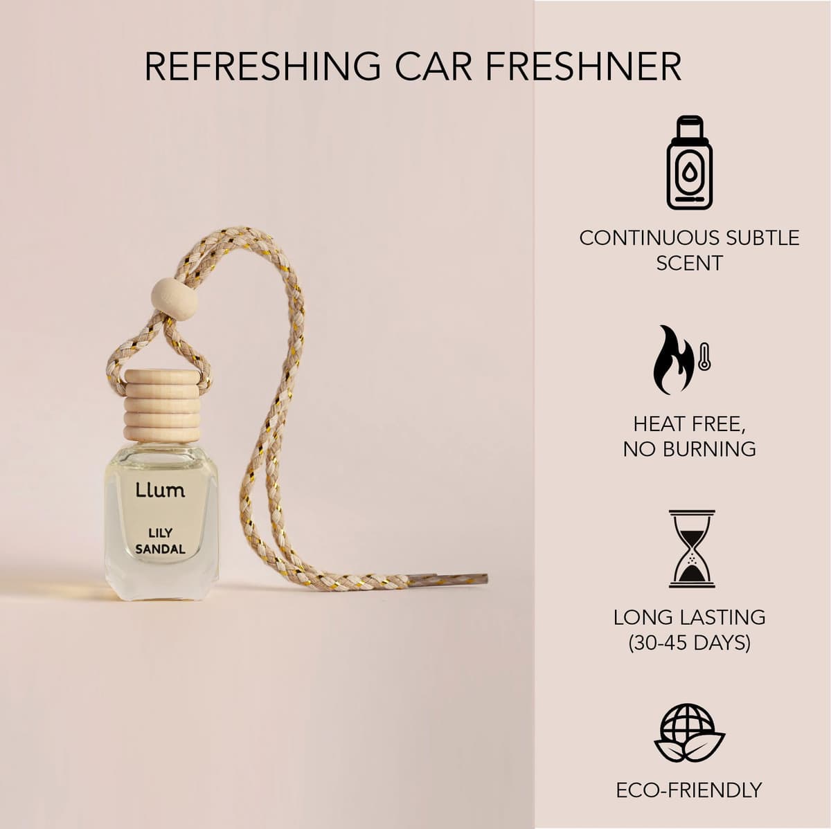 Llum Lily Sandal Hanging Car Air Freshener – Luxury Automotive Perfume Diffuser 10ml (0.34 fl oz), Long-Lasting Fragrance, Alcohol-Free Non-Toxic Scent — view 4