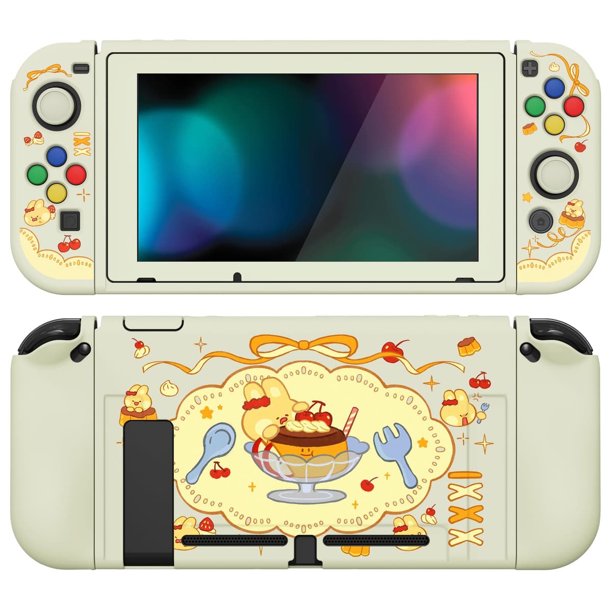 playvital ZealProtect Soft Protective Case for Nintendo Switch, Flexible Cover Protector for Switch with Screen Protector & Thumb Grip Caps & ABXY Direction Button Caps - Cherry Bunny & Cherry Bear — view 35
