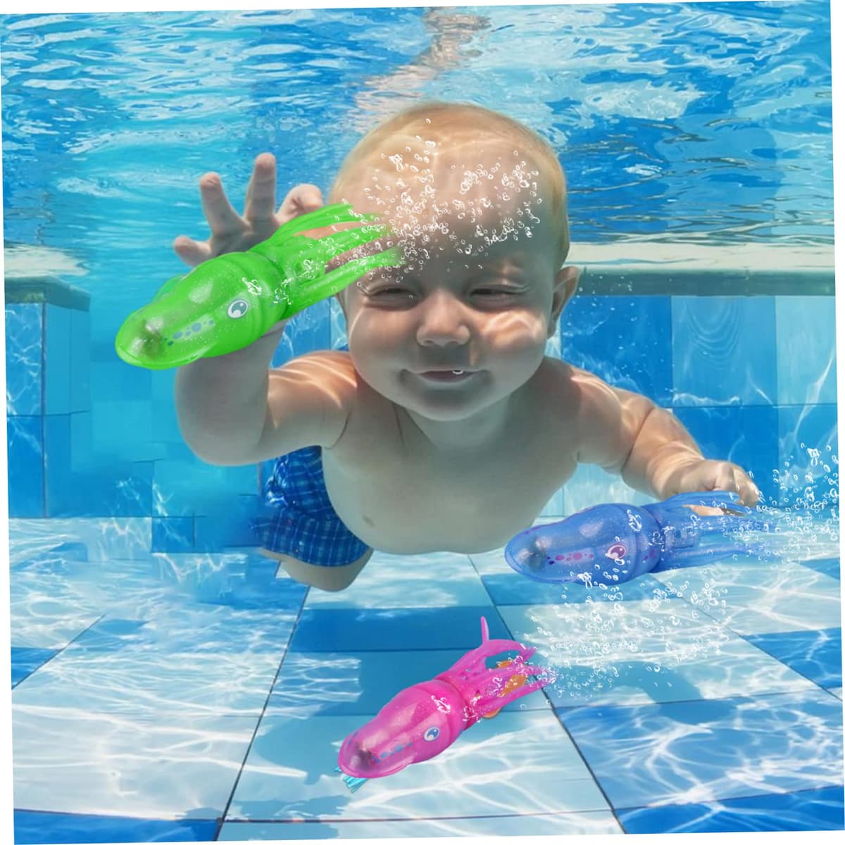 Kids Diving Bath Toy, Electric Octopus Squid Swimming Pool Water Play Toy for Children, Red — view 2