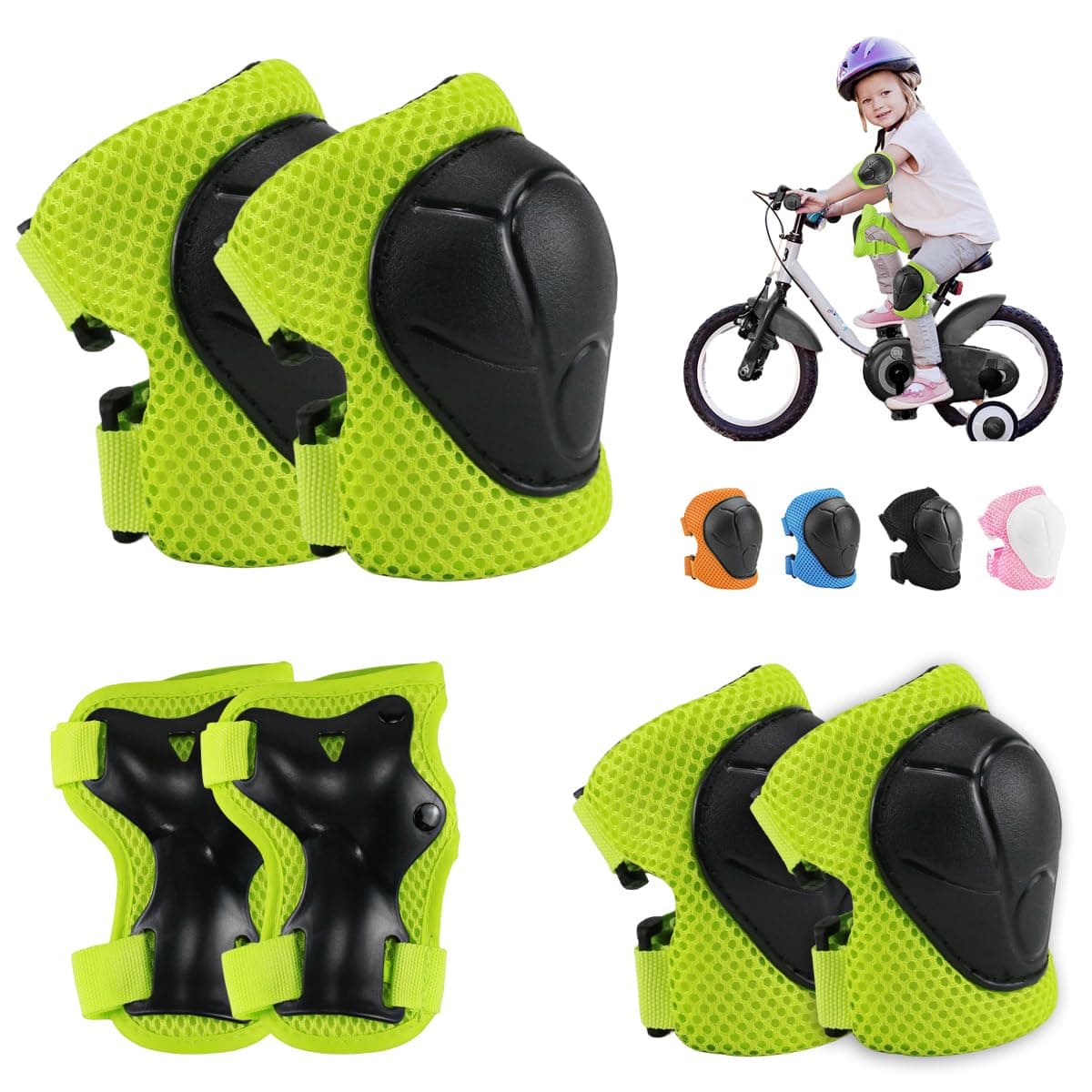 Juego de Protecciones Skate Niño 6 Piezas Conjuntos de Patinaje Set Infantiles Rodilleras con Muñequeras y Coderas Protecciones Niño para Bicicleta Patinaje Ciclismo Monopatín Deportes Extremos