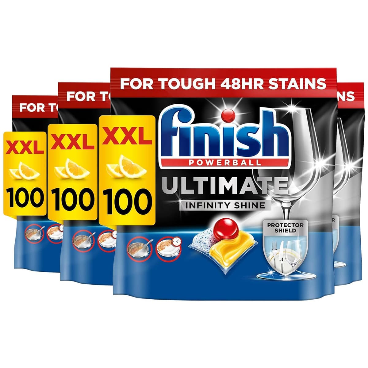 Finish Dishwasher Tablet, Ultimate Infinity Shine, 100 Tablets, Lemon Sparkle, Clean & Shine Detergent Tabs, Tough on Grease Stains, Effective for Short Eco Cycle — view 8
