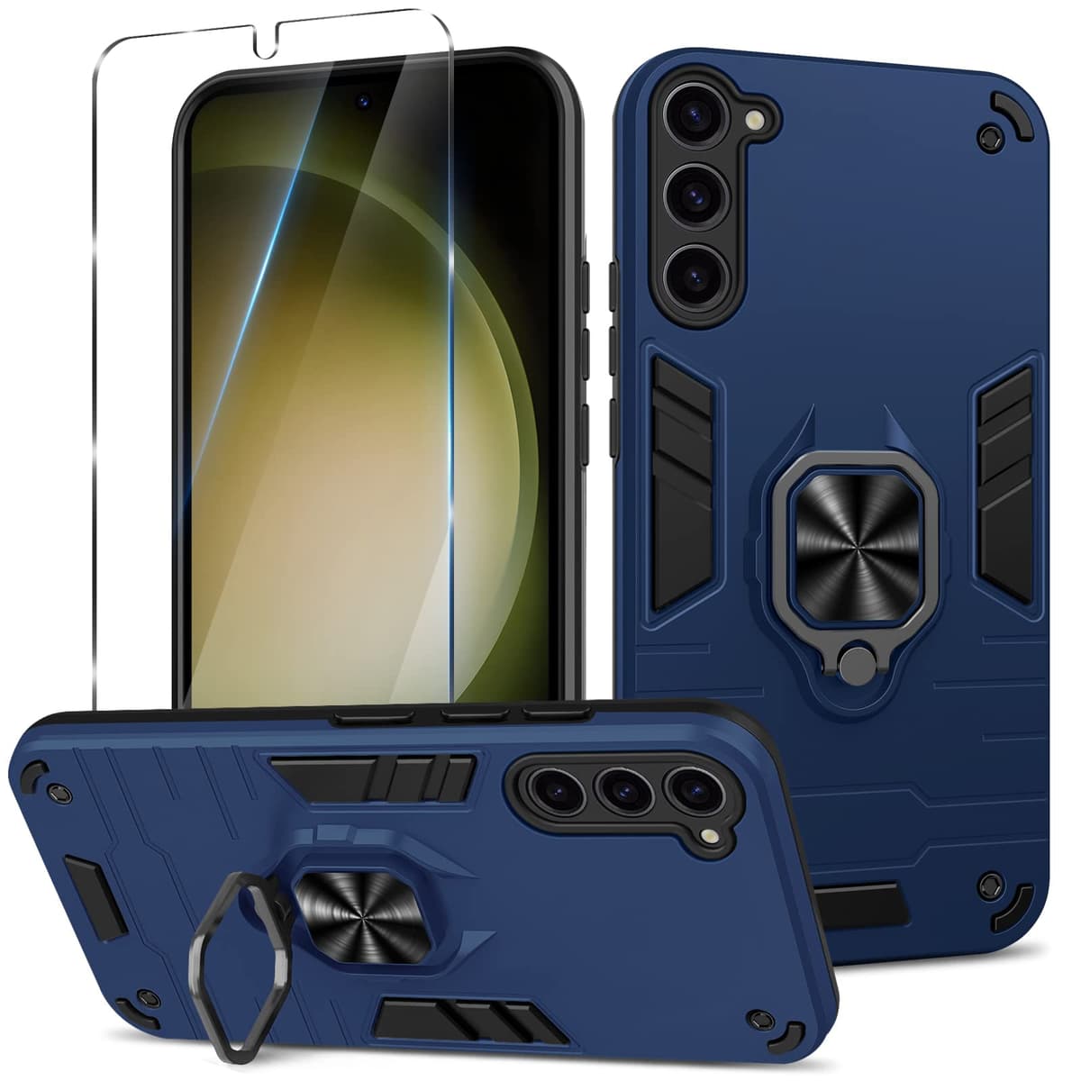 Funda para CMF Phone 2 Pro, Carcasa Antigolpes con Soporte anular metálico, Case Protectora de Grado Militar, Negro — view 1212