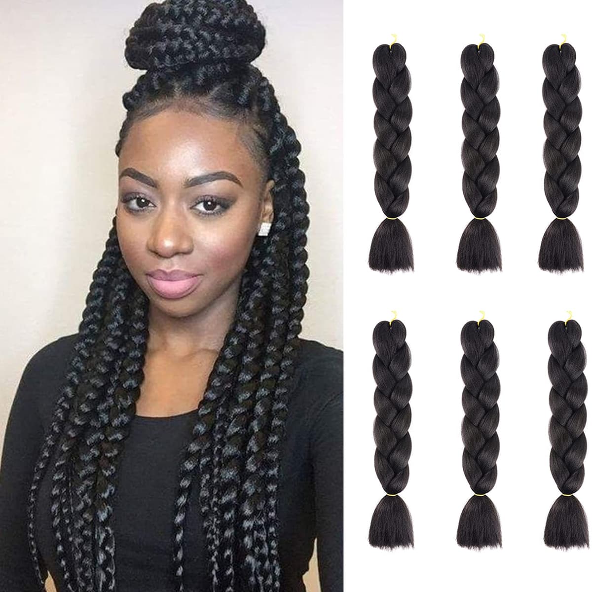 24" Braiding Hair Extension Jumbo Braids Synthetic 3bundles/pack Crochet Hair Afro Box Braid Heat Resistent (Dark Purple) — view 24