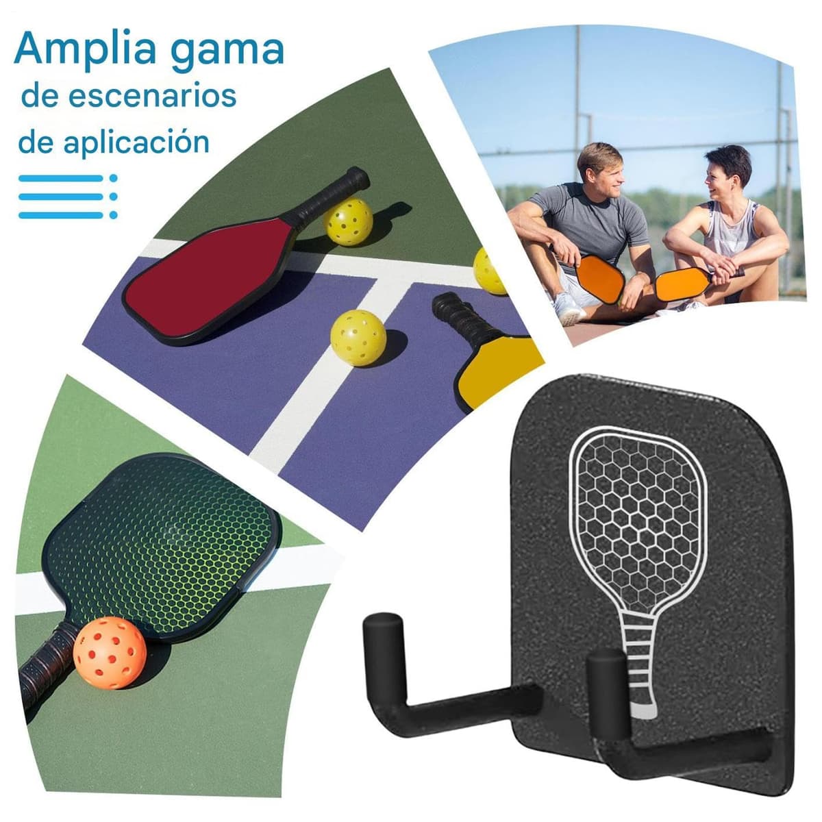 Genérico Soporte para Palas de Pádel Pickleball,Colgador para Raquetas | 2 Unidades Soporte Sin Taladros Para Raquetas Para Gimnasios Domésticos Sótano Garaje — view 5