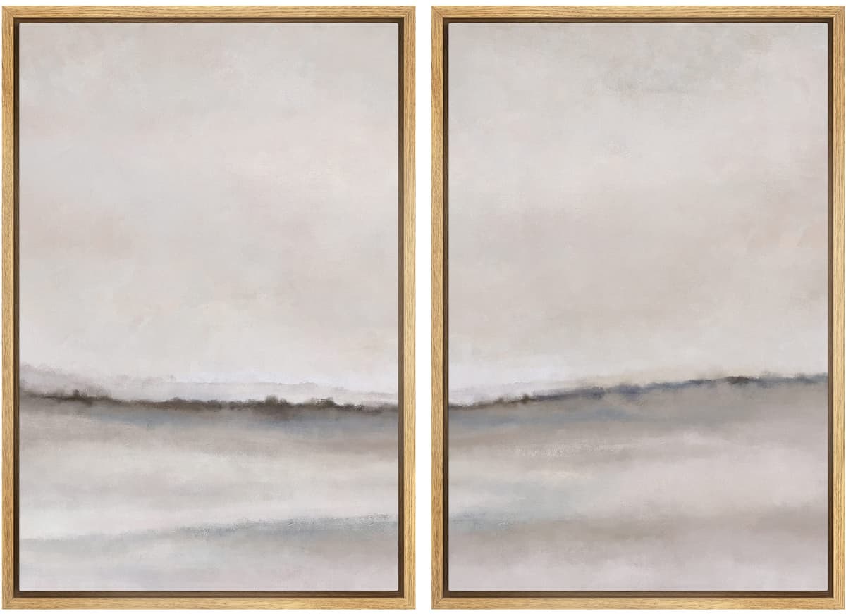 MUDECOR Framed Canvas Print Wall Art Set Watercolor Pastel Duotone Tan Landscape Abstract Shapes Illustrations Modern Art Decorative Contemporary for Living Room, Bedroom, Office - 24"x36"x2 Natural — view 79