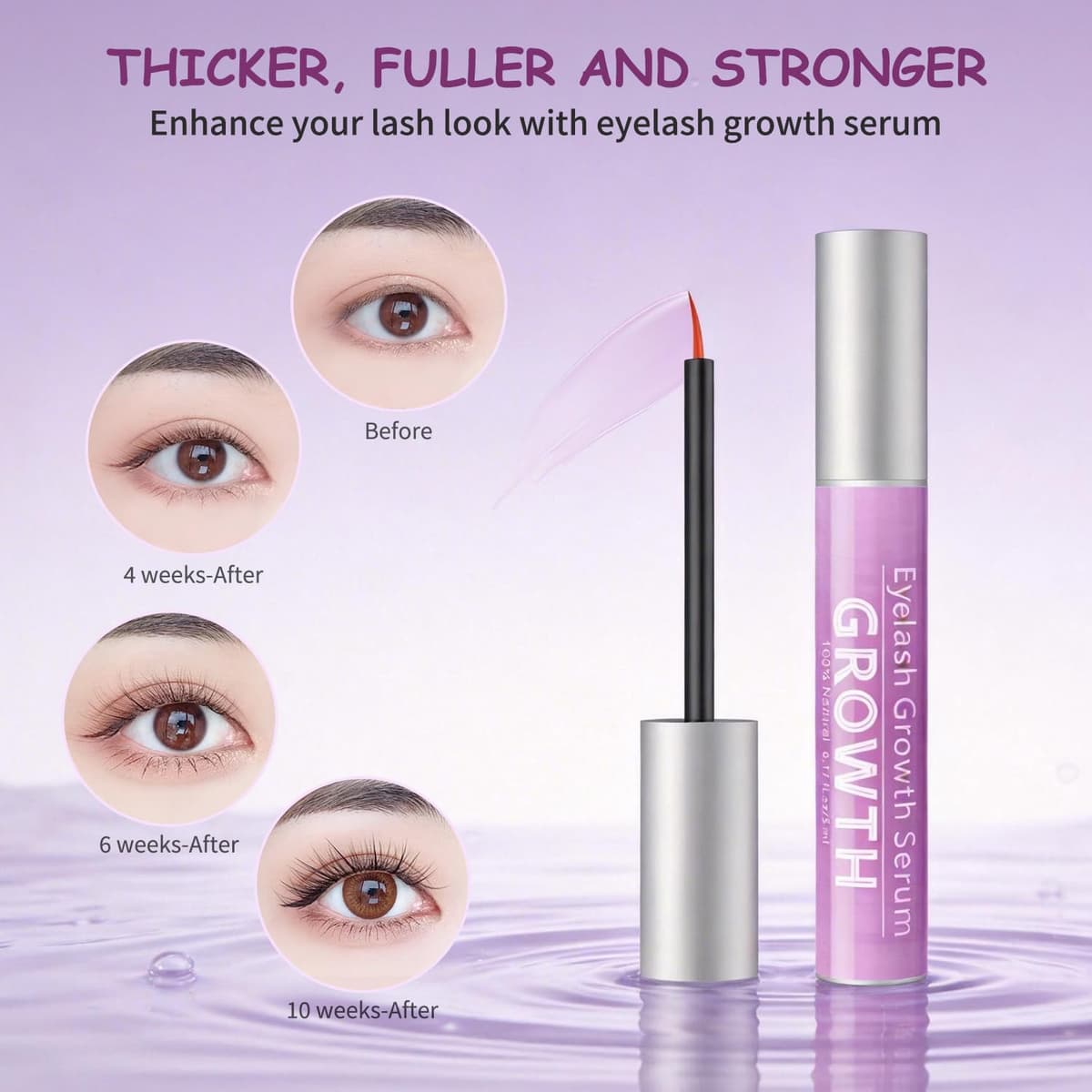 IPRILRY Eyelash Growth Serum with Natural Formula Lash Serum for Eyelash Growth for Longer,Fuller Looking Lashes Gentle for Eyelash 0.17 Fl Oz — view 3