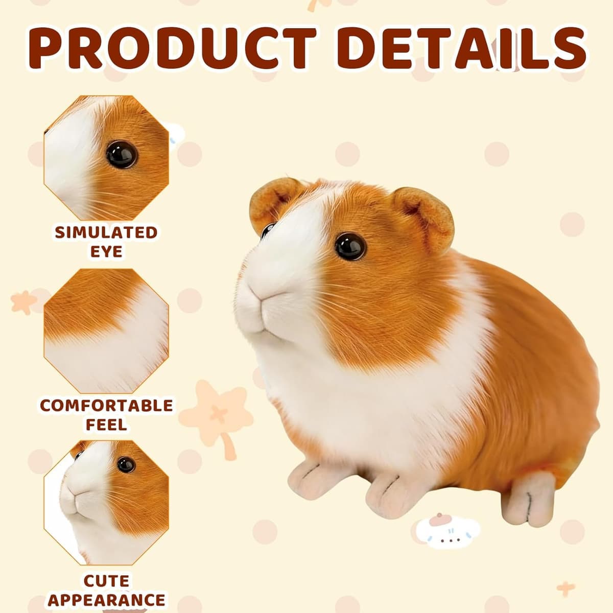 Guinea Pig Plush, Guinea Pig Teddy with Soft Plush Material, Realistic Stuffed Animal for Home Decoration and Daily Companionship, Cuddly Guinea Pig Soft Toy for Animal Lovers — view 3