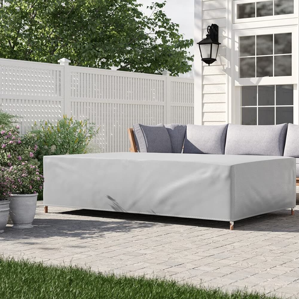 Funda Mesa Jardin Impermeable Varios tamaños 420D Oxford Rectangular Cubre Mueble Jardin Funda Impermeable Anti-UV Resitente al Polvo para Muebles de Exterior sillas mesas Plata 220x110x75cm — view 5