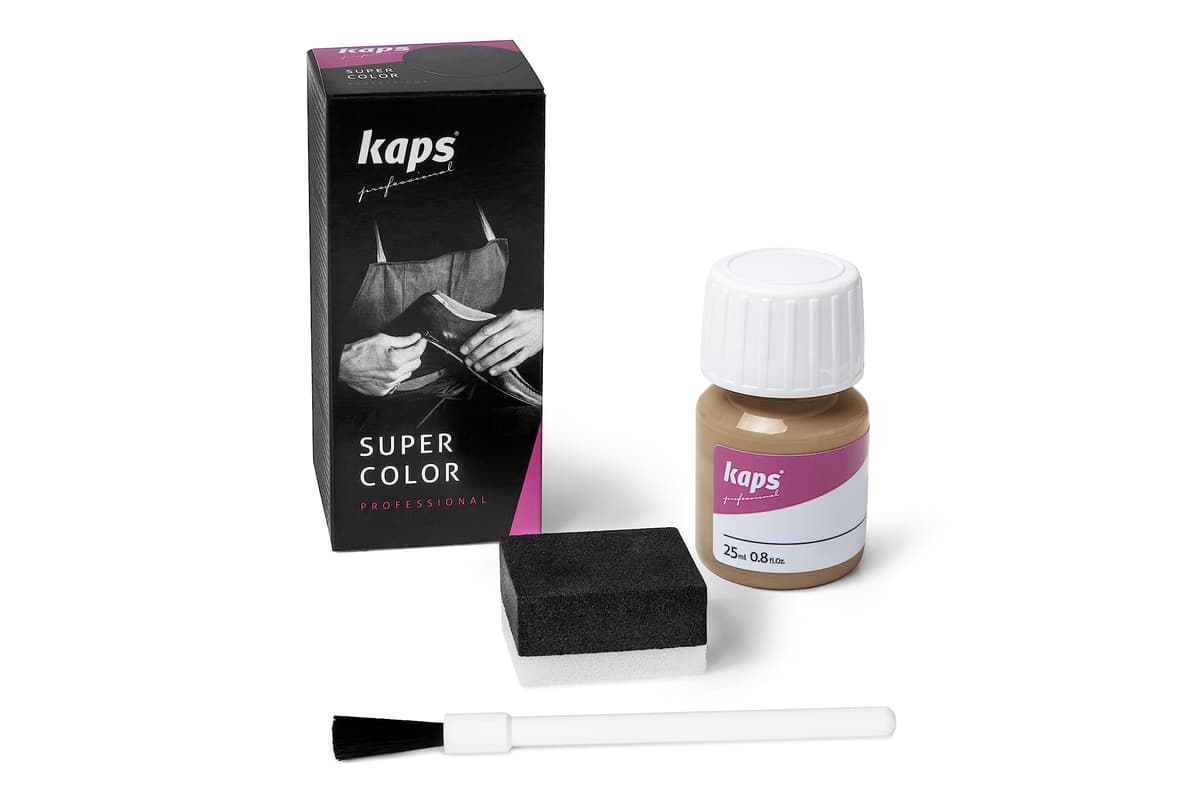 Tinte para Zapatos y Bolsos de Cuero y Textil con Esponja y Brocha, Kaps Super Color, 70 Colores (117 - azul marino) — view 52