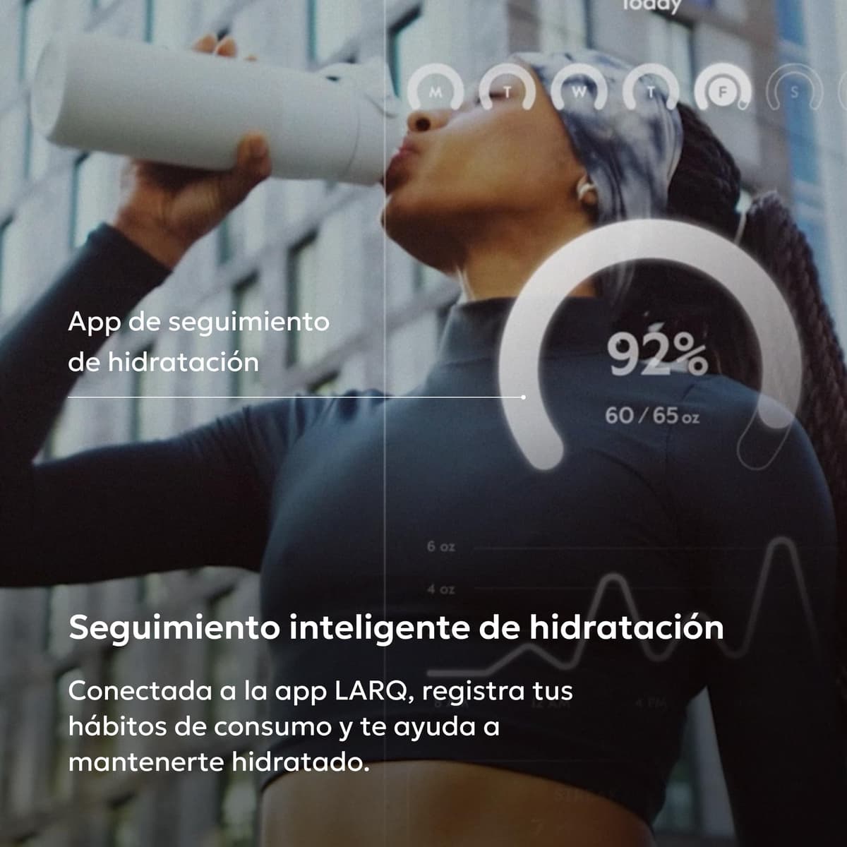 LARQ PureVis 2 Botella de Agua Inteligente con Filtro - Autolimpiable UV, Seguimiento de Hidratación vía App, Acero Inoxidable Aislado – Garantía 2 Años – 680ml — view 4