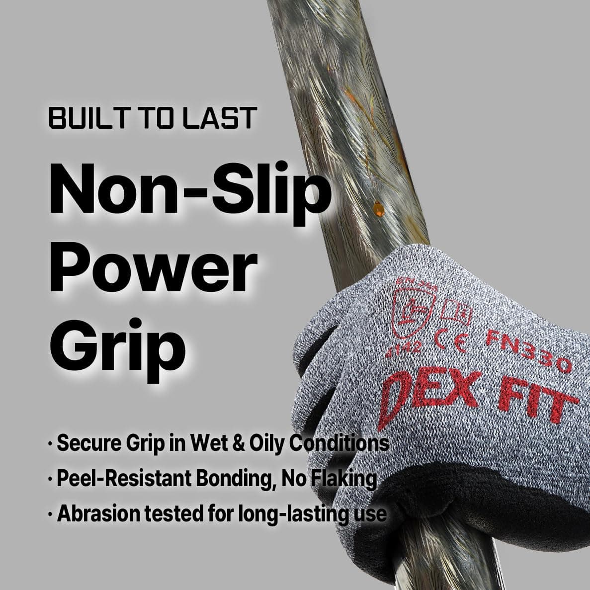 DEX FIT Guantes de Trabajo FN330, Ajuste Cómodo Elástico 3D, Buen Agarre, Recubrimiento de Espuma Duradero de Nitrilo, Táctil, Fino y Ligero, Lavable en la Lavadora — view 3