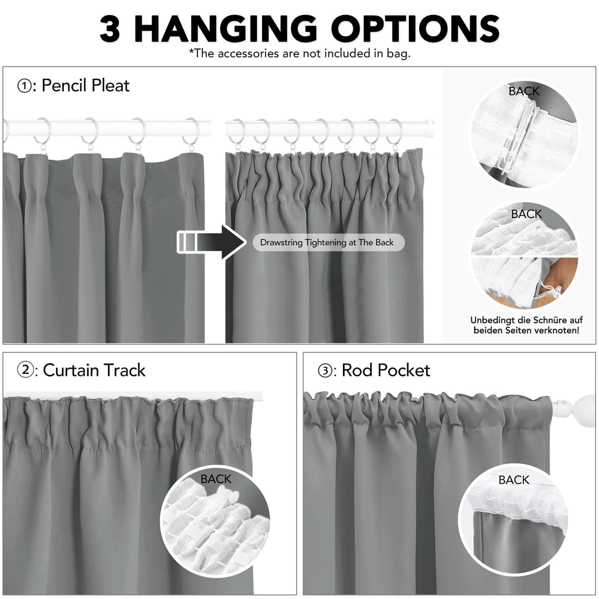 Deconovo Cortinas Dormitorio Salon Térmicas Aislantes Frio y Calor Decoración para Habitacion Moderna,140x245 cm Gris Claro 2 Piezas — view 4