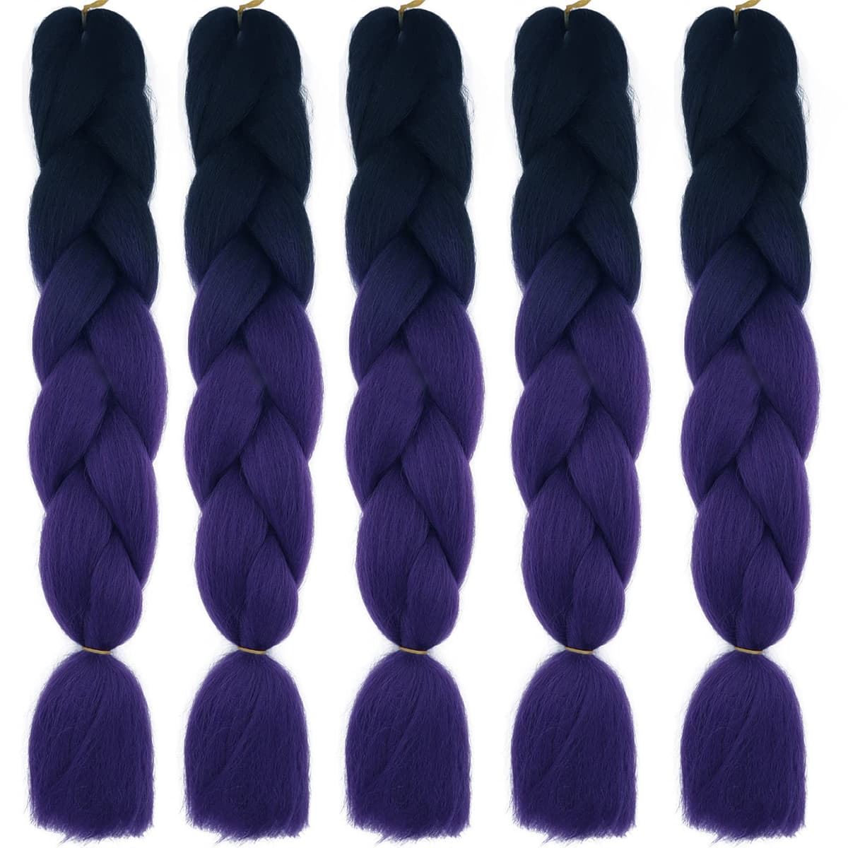 24" Braiding Hair Extension Jumbo Braids Synthetic 3bundles/pack Crochet Hair Afro Box Braid Heat Resistent (Dark Purple) — view 23