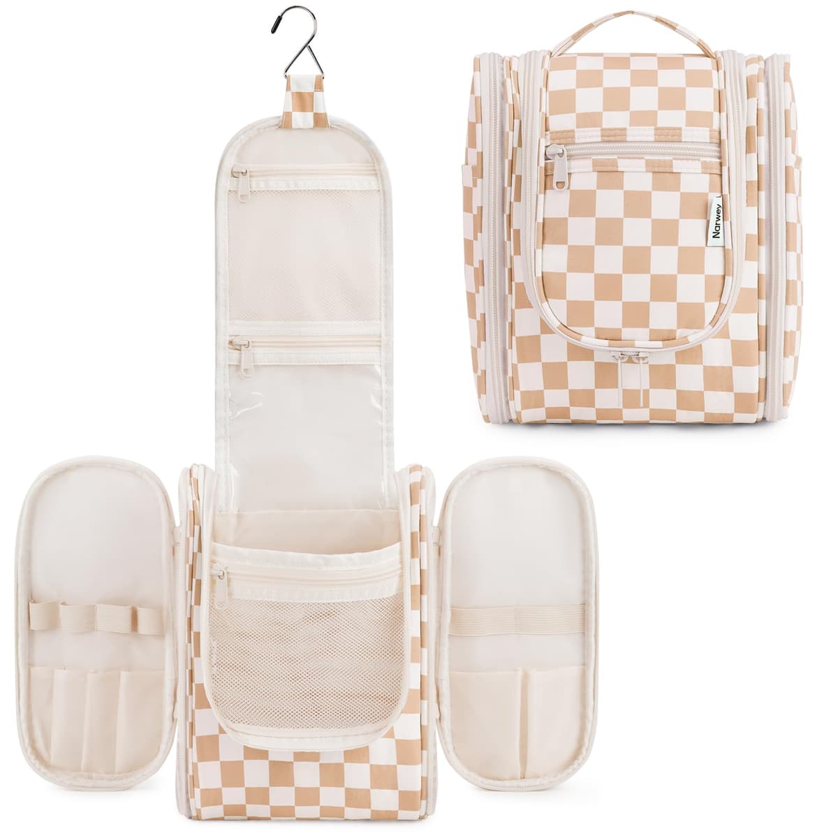 Narwey Neceser Mujer Bolsa de Aseo Colgante, Organizador de Maquillaje Neceser Viaje para Hombre y Mujer Accesorios de Viaje (Negro(Grande)) — view 29