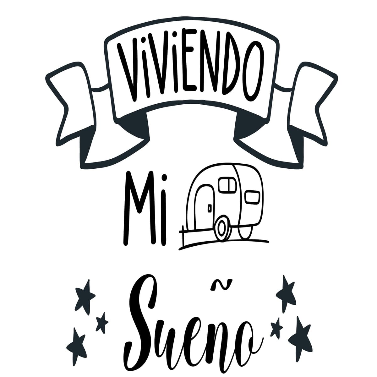 Outdoor Motorhome Sticker for Vans and Camper – Vinyl 'Living My Dream' (20 cm x 30 cm)