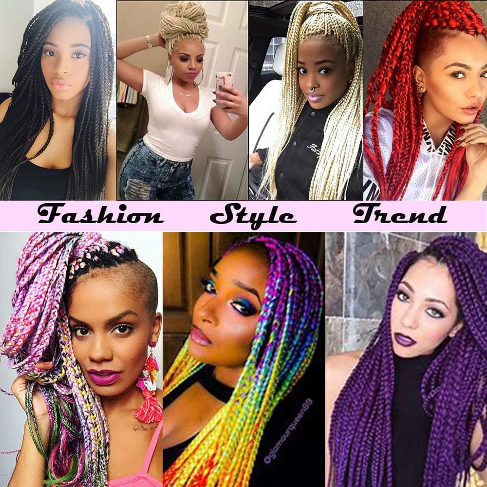 24" Braiding Hair Extension Jumbo Braids Synthetic 3bundles/pack Crochet Hair Afro Box Braid Heat Resistent (Dark Purple) — view 6