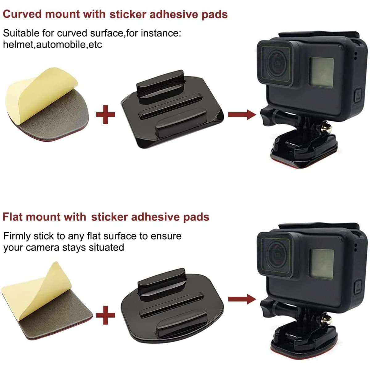6 Paquetes Pegatina Casco Soporte 3M Adhesivo Almohadillas Hebillas Tornillo Accesorios Compatible con GoPro Hero 13 12 11 10 MAX 9 8 7 6 5 Session dji Osmo Cámaras de Acción — view 4