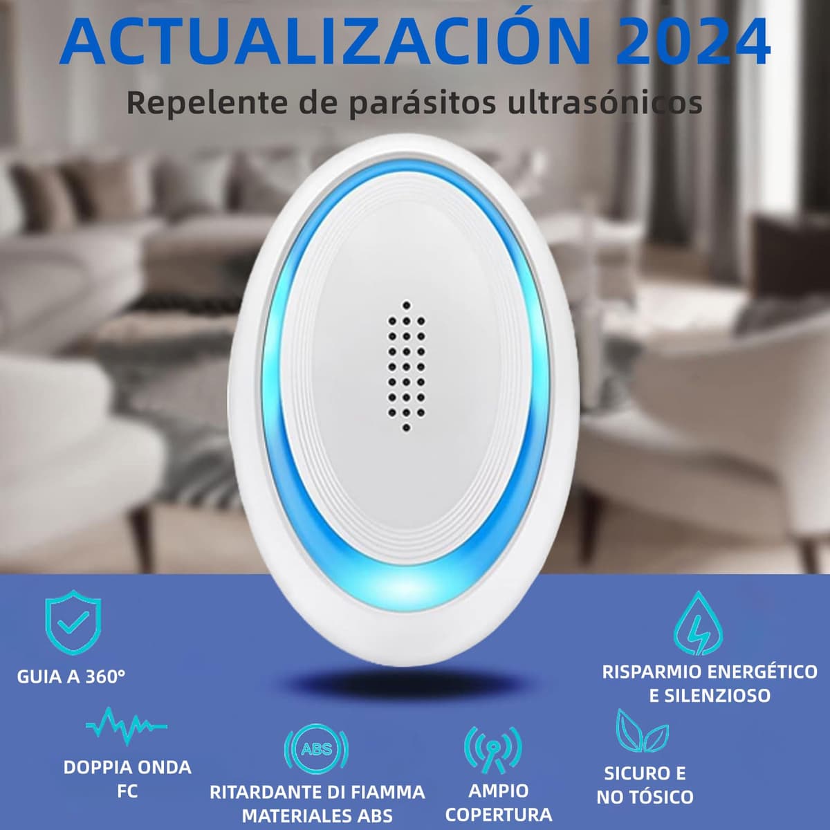 Repelente Ultrasónico de Plagas, 6 Pack Antimosquitos Electrónico Ultrasónico Mosquitos,2026 Repelente Mosquitos Interiores Antiparasitario para Roedores, Arañas, Cucarachas, Insectos — view 4