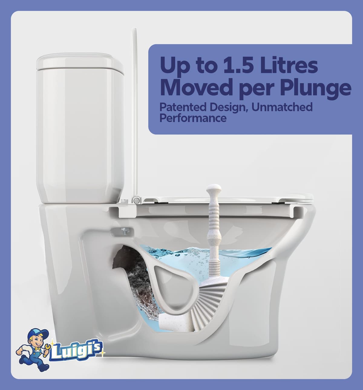 Luigi's World's Best Toilet Plunger - Plunger Toilet Unblocker Heavy Duty - Plungers for Unblocking - Unique Strongest Unblocker Tool - Plungers for Unblocking - Clog Remover Tool — view 3