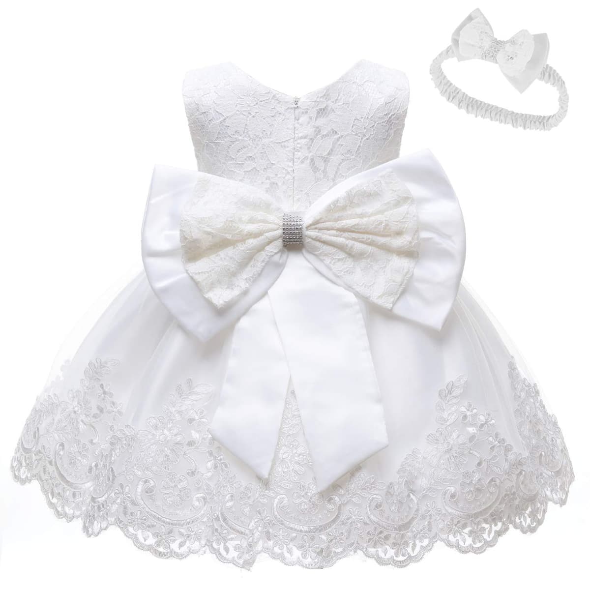 LZH Baby Girls Flower Wedding Dress Toddler Birthday Party Pageant Baptism Christening Tutu Gown Bowknot Dress