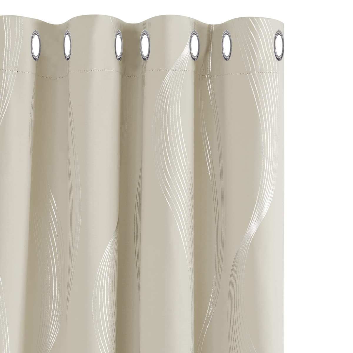 Deconovo Grey Blackout Curtains for Living Room 72 Drop Silver Wave Line Foil Printed Blackout Curtains Thermal Insulated Curtains Eyelet Curtains for Baby Nursery 46 x 72 Inch Light Grey Two Panels — view 27