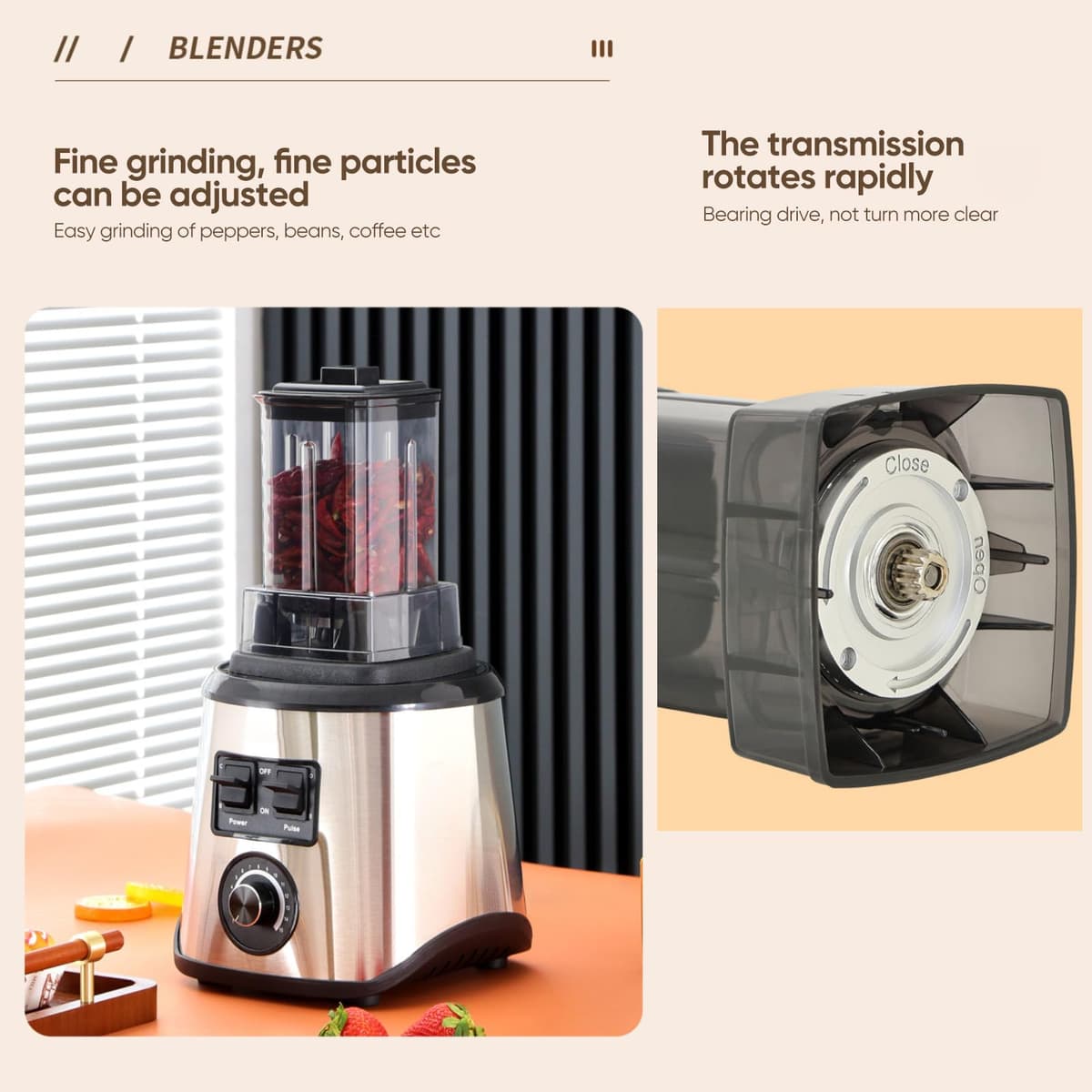 Batidora Profesional 3 en 1, 9500W, Licuadoras para Zumos y Batidos,15 Velocidades Ajustables 3 vasos Mezcladores Cuchillas de Acero Inoxidable,Batidora de Jarra para Batidos y Smoothies. — view 5