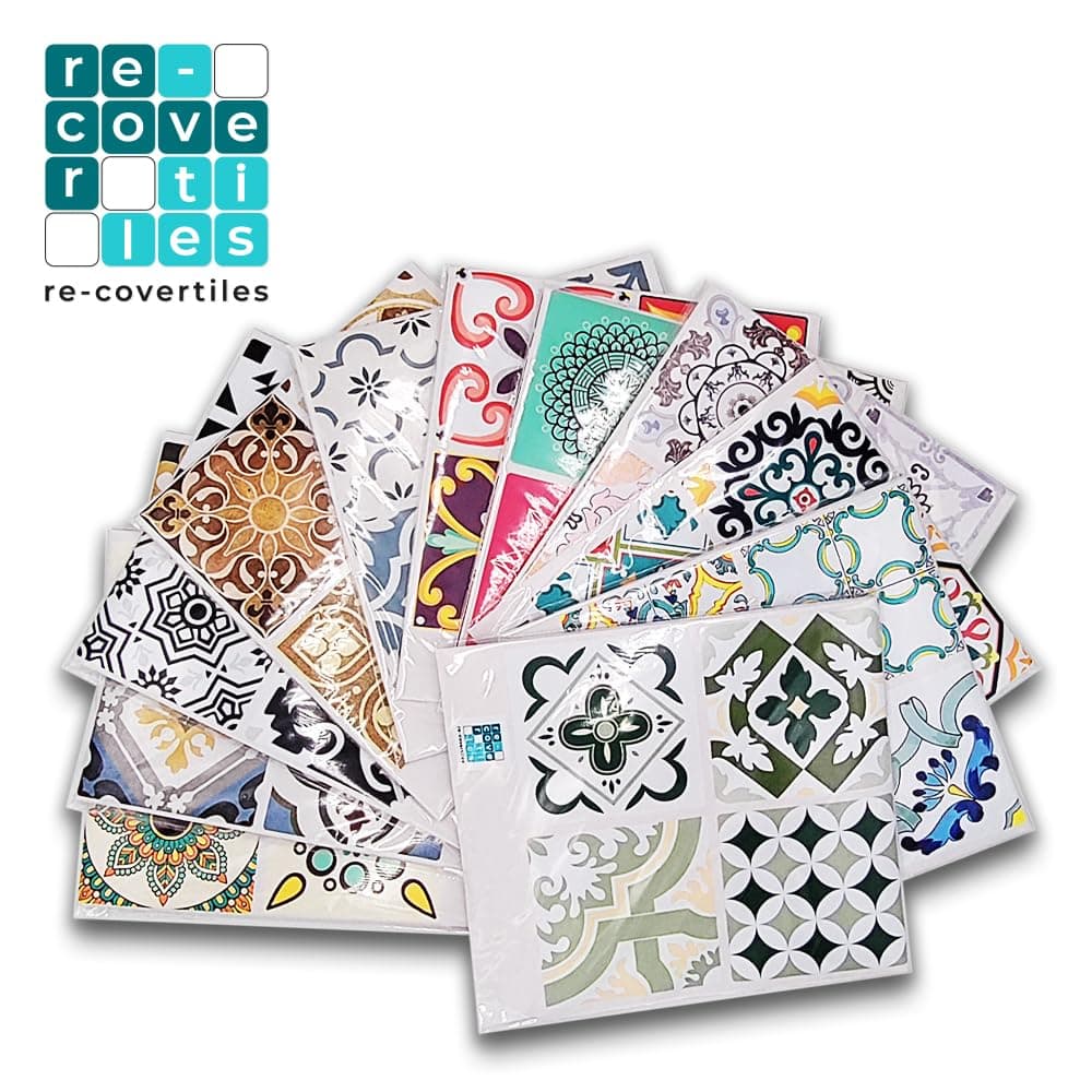 RE-COVERTILES - Pegatinas Azulejos Cocina y Baño Stickers de PVC Impermeables Antiarañazos Decoración de Pared Baldosas Peel and Stick - Modelo 24 Pzas 10x10 cm PS00179 Made in Italy — view 4