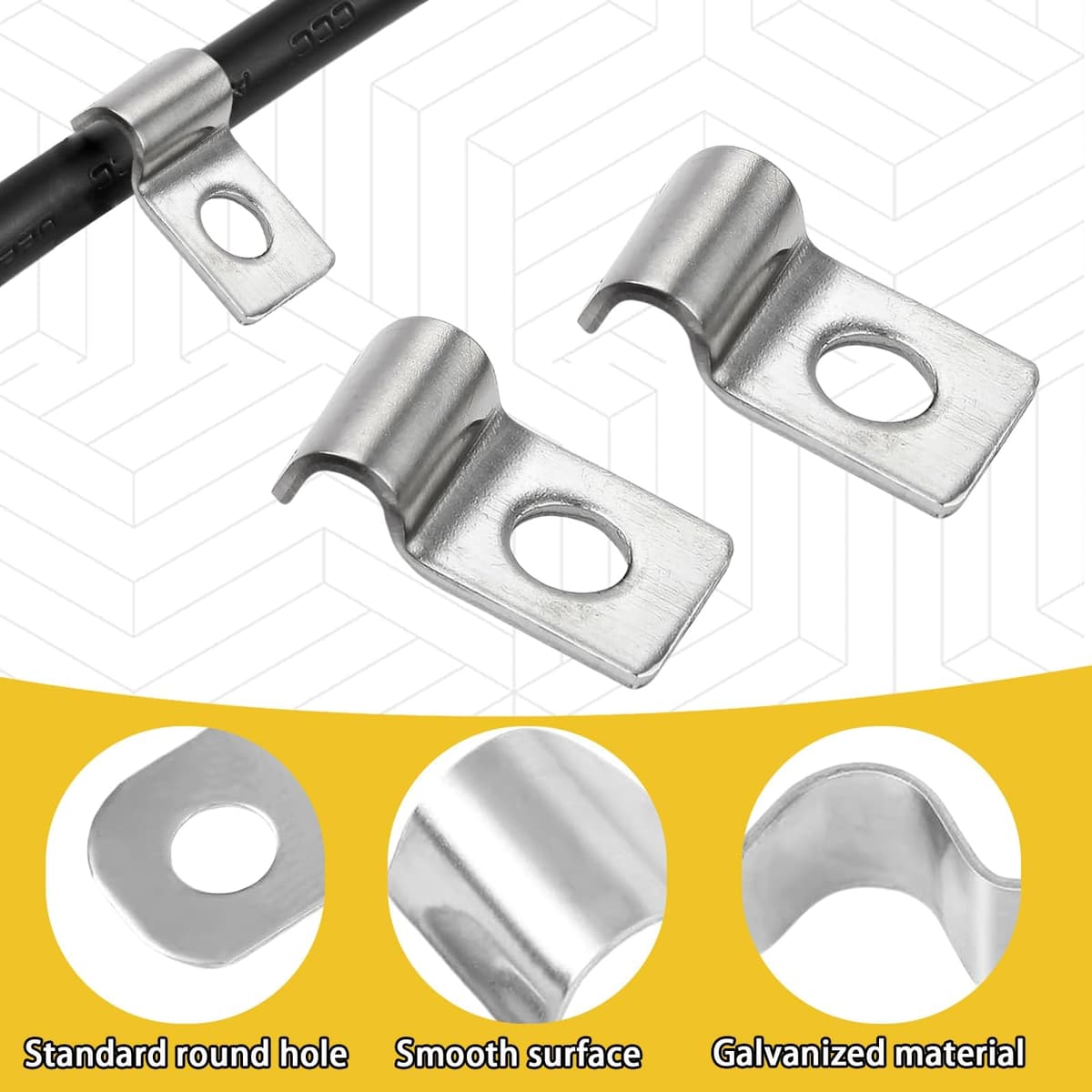 50 Piezas Grapas para Cables Pared Acero Inoxidable 304 Espesado Sujeta Cables Pared Abrazaderas Metalicas para Cable Orificio Unico en Forma de U para Fijar Cables, Alambres y Tubos (4mm) — view 4