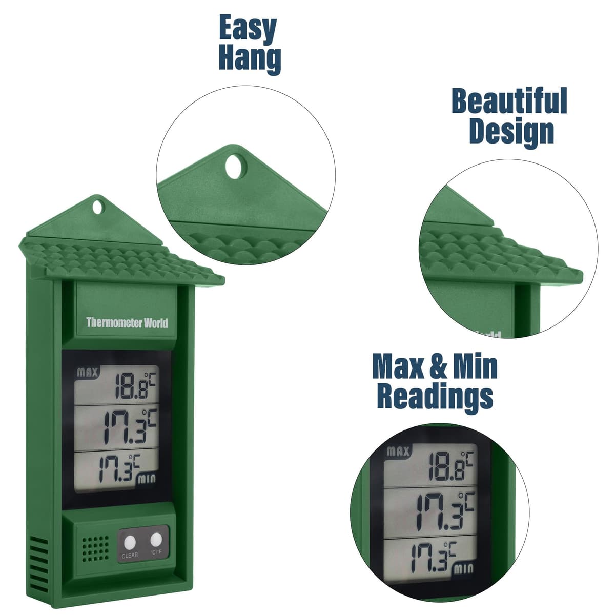 Digital Max Min Thermometer - Monitor Max and Min Temperatures with This Handy Greenhouse Thermometer Garden Accessories Easily Wall Mounted Maximum Minimum — view 4