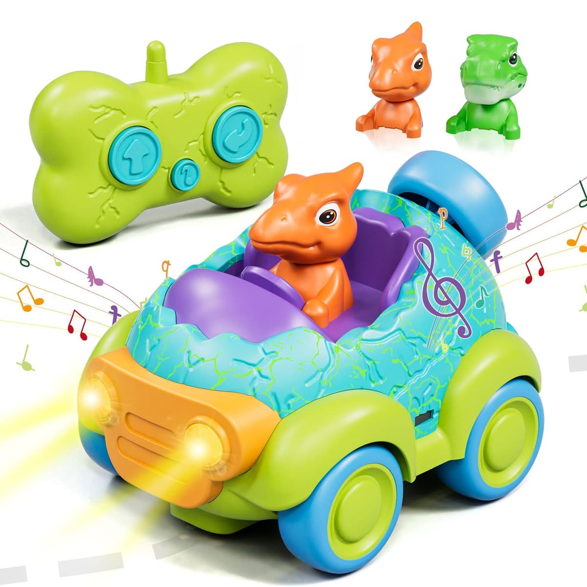 Lehoo Castle Coche Teledirigido Niños 3 Años, Dinosaurios Juguetes con Luces y Música, Juguete Niño 3 4 5 6 7 Años
