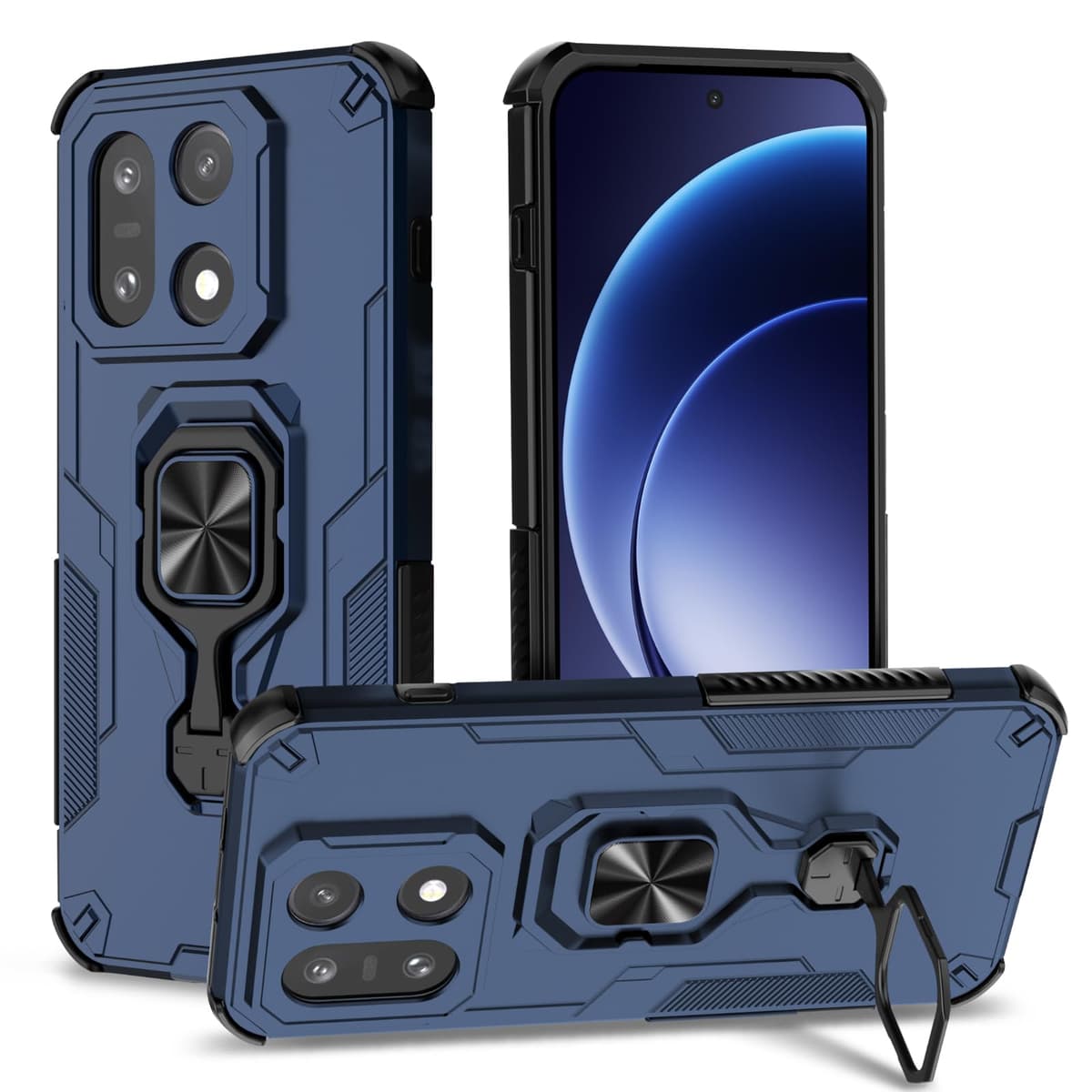 Funda para CMF Phone 2 Pro, Carcasa Antigolpes con Soporte anular metálico, Case Protectora de Grado Militar, Negro — view 1218