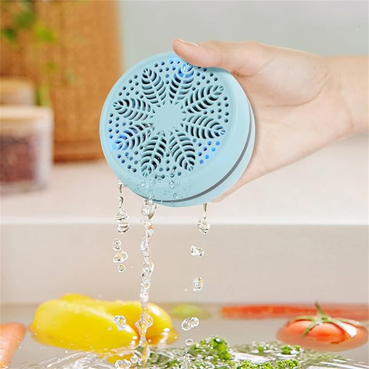 Automatic Fruit Cleaner, Fruit & Vegetable Washers, Rechargeable Fruit Washing Machine, Waterproof Fruit and Veg Cleaner, Food Purifier Durable | Kitchen Tool, for Grains Meat Seafood (Sky Blue) — view 3