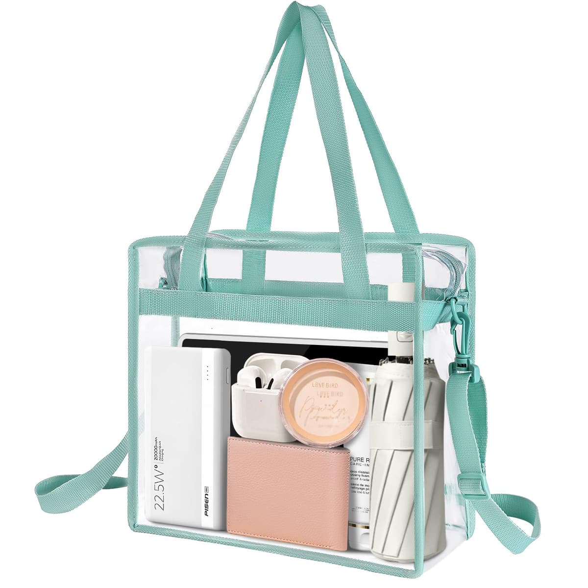BAGAIL Clear Bags 12x6x12 Stadium Approved Clear Tote Bag with Zipper Closure Crossbody Shoulder Bag with Adjustable Strap — view 14