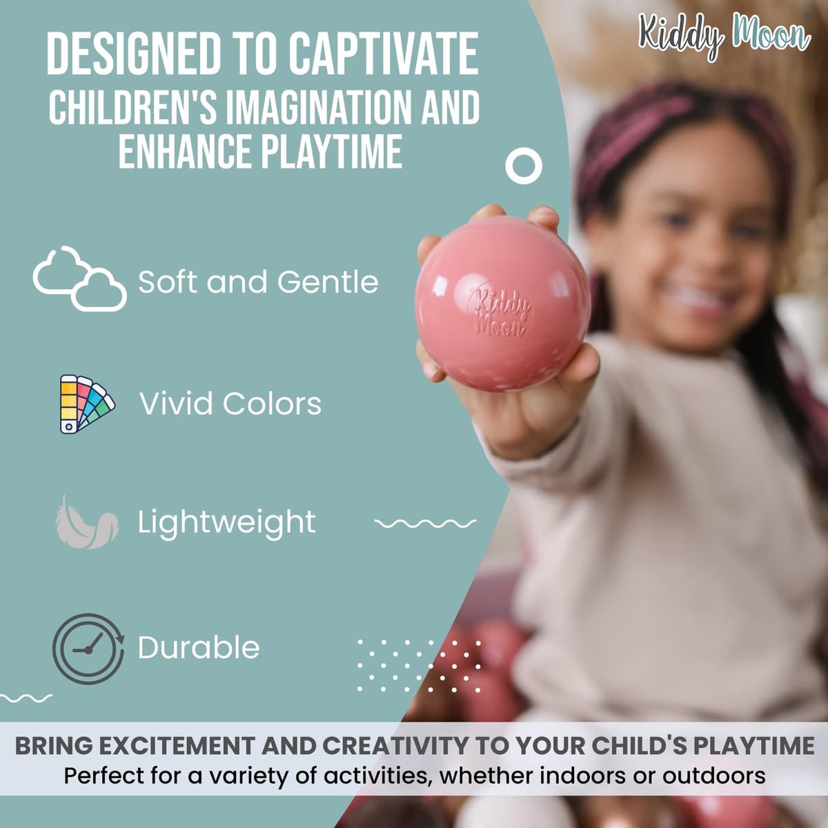 KiddyMoon Soft Plastic Play Balls ∅ 7Cm/2.75In Multi-Colour Made In EU — view 5