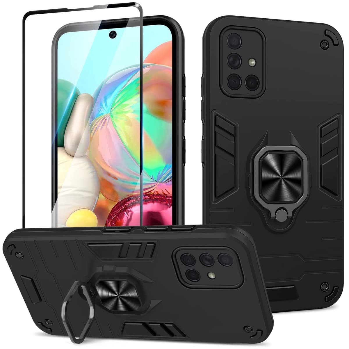 Funda para CMF Phone 2 Pro, Carcasa Antigolpes con Soporte anular metálico, Case Protectora de Grado Militar, Negro — view 1555