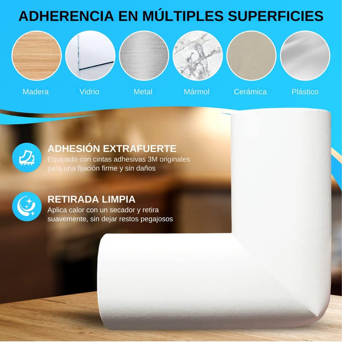 Happy Chlea 20 Protector Esquinas Bebé de Goma con Tecnología Espuma Activa + 2 Cierres Seguridad Cajones, Esquineras para Cama, Mesa y Muebles — view 7