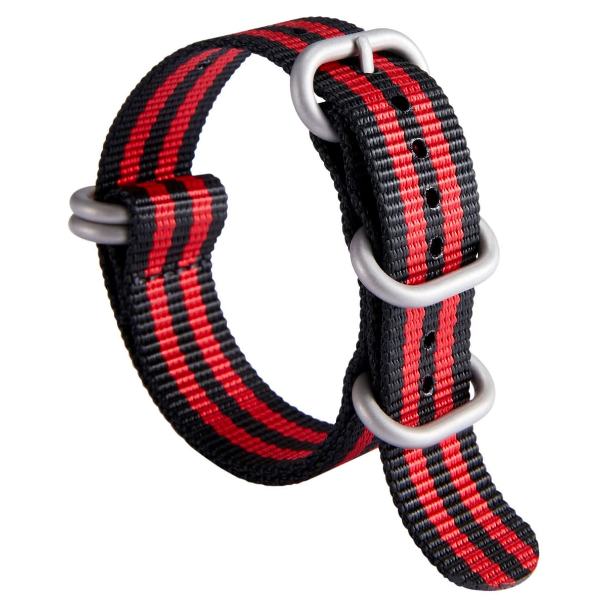 BINLUN Correa de Reloj de Nylon Military G10 Ballistic Nailon Bandas Multicolor para Hombres Mujeres 18mm 19mm 20mm 21mm 22mm 23mm 24mm con Hebilla de Acero Inoxidable Plateado/Negro — view 13