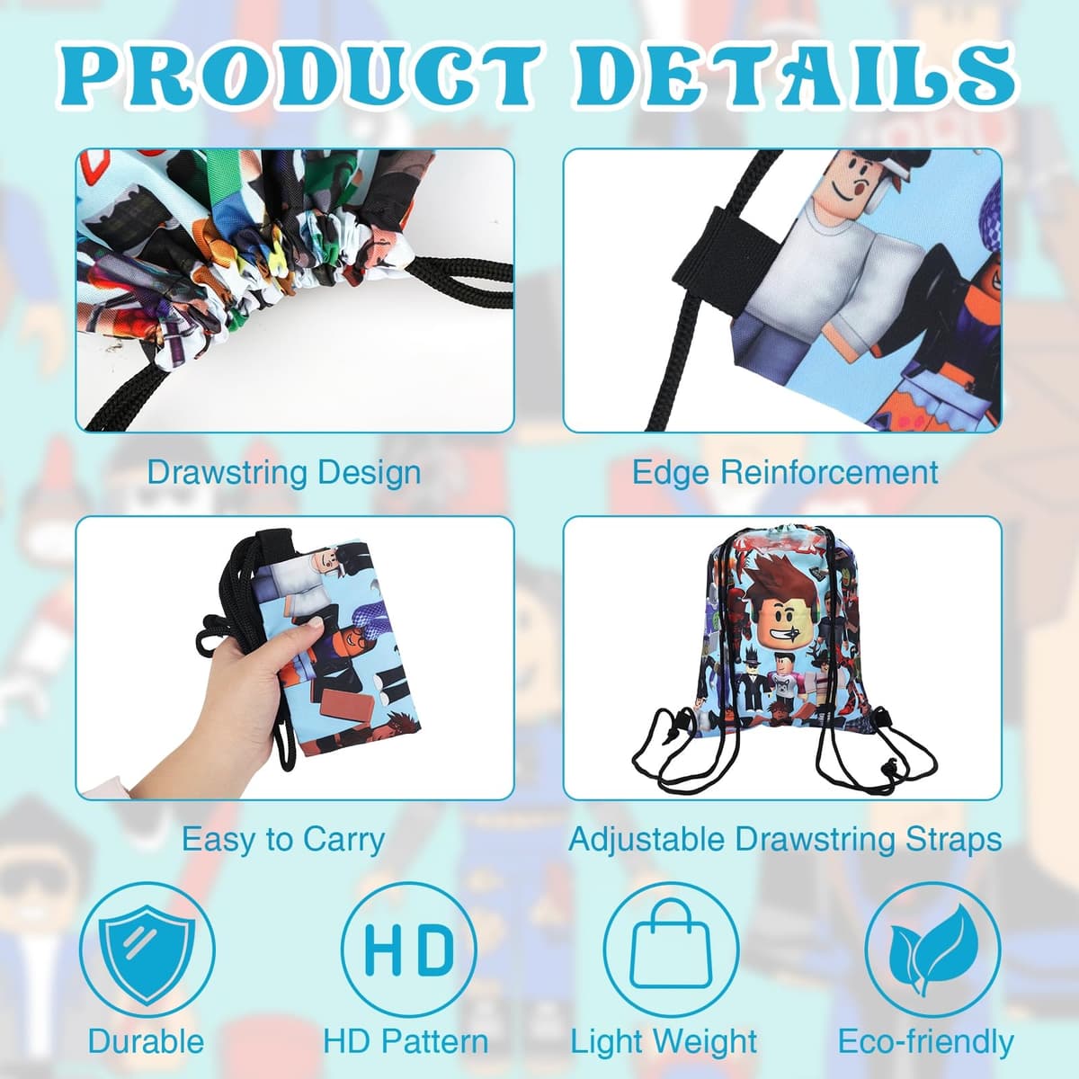 Gamer Drawstring Bags, Swimming Bags for Kids, Waterproof Gym Bag for Kids Adults Teenagers School Sports Travel — view 4