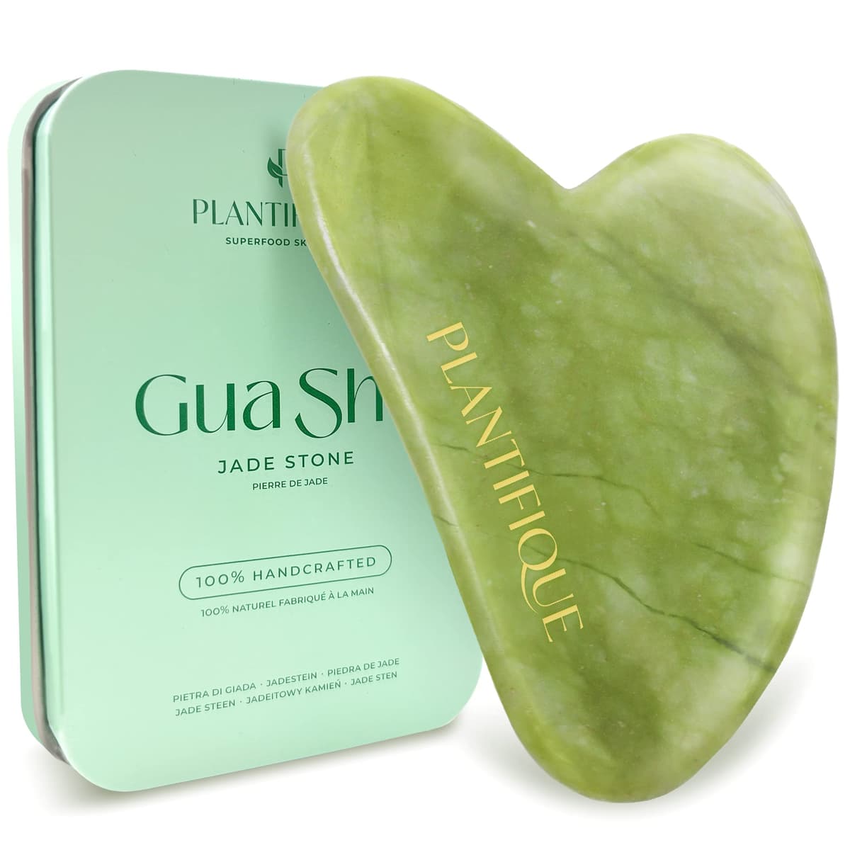 PLANTIFIQUE Gua Sha y Rodillo Facial de Jade - Masajeador Facial Antiarrugas para Tonificar la Piel - Face Roller - Rodillo Masaje y Guasha de Piedra Jade Auténtico — view 12