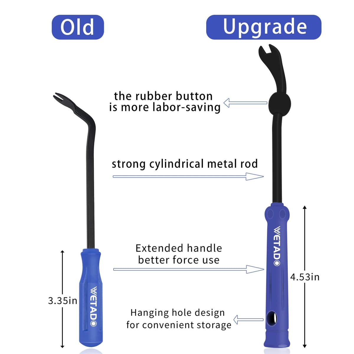 Wetado Trim Removal Tool, Car Upholstery Repair Kit, Car Door Audio Panel Trim Removal Set, Fastener Terminal Remover Tool Set Clips Pry Kit Auto Clip Pliers (8PCS Blue) — view 2