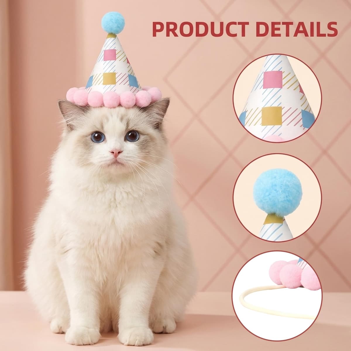 Mini Party Hats for Teddys, 12-Piece Set of Small Party Hats for Toy Animals, Perfect for Birthday Celebrations and Photo Sessions, Dimensions 8 by 8.5 cm — view 3