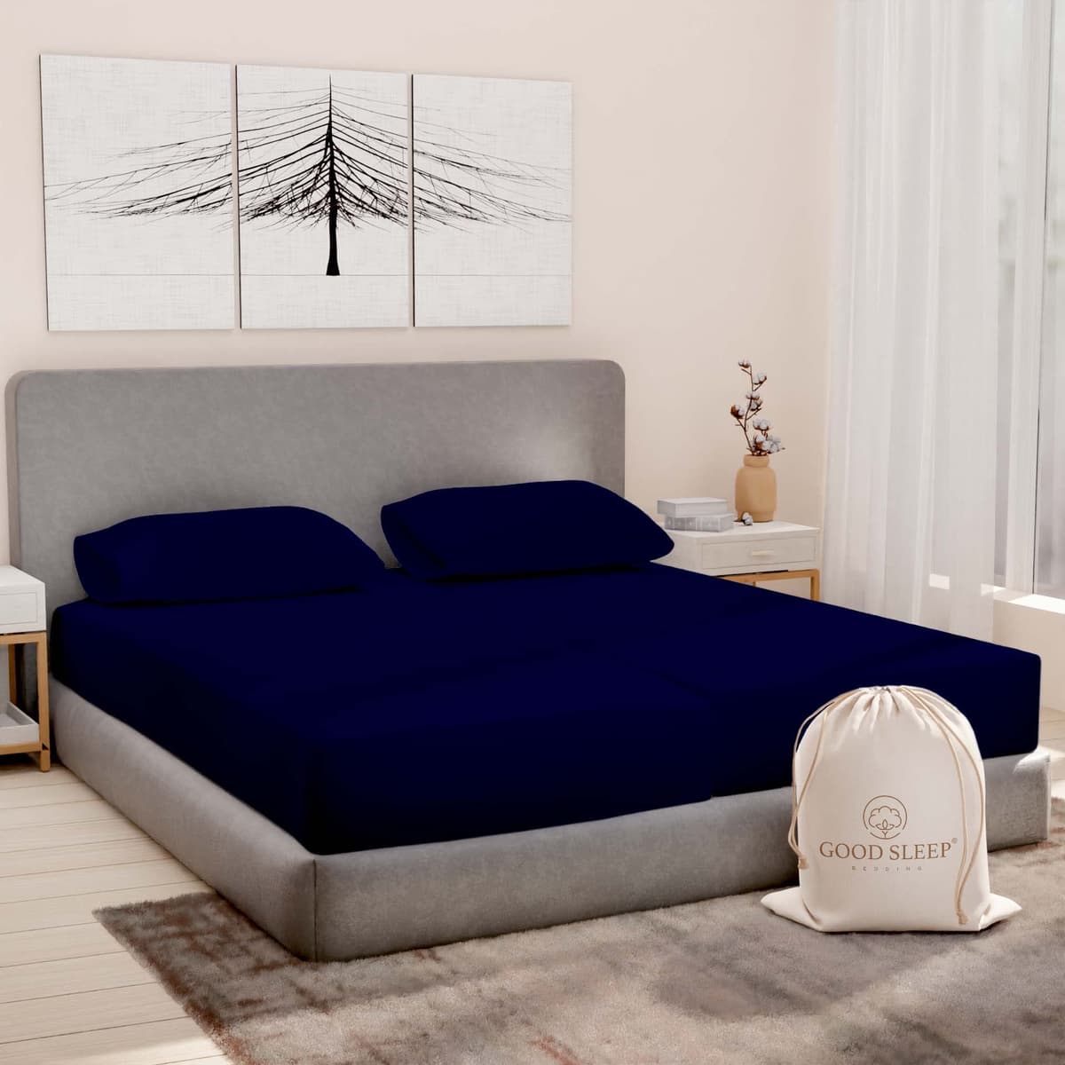 1000 Thread Count Egyptian Cotton Sheets Queen Size, 4 Pc Luxury Sheets Set, Long Staple 100% Cotton Sheets for Queen Size Bed, 16" Deep Pocket Hotel Style Sheets, Sateen Sheets Queen, Light Blue — view 29
